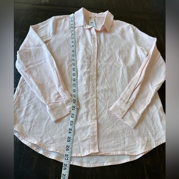 Francesca Mi Ami Soft Pink Button Down Linen Blouse. Size Medium - Picture 3 of 7